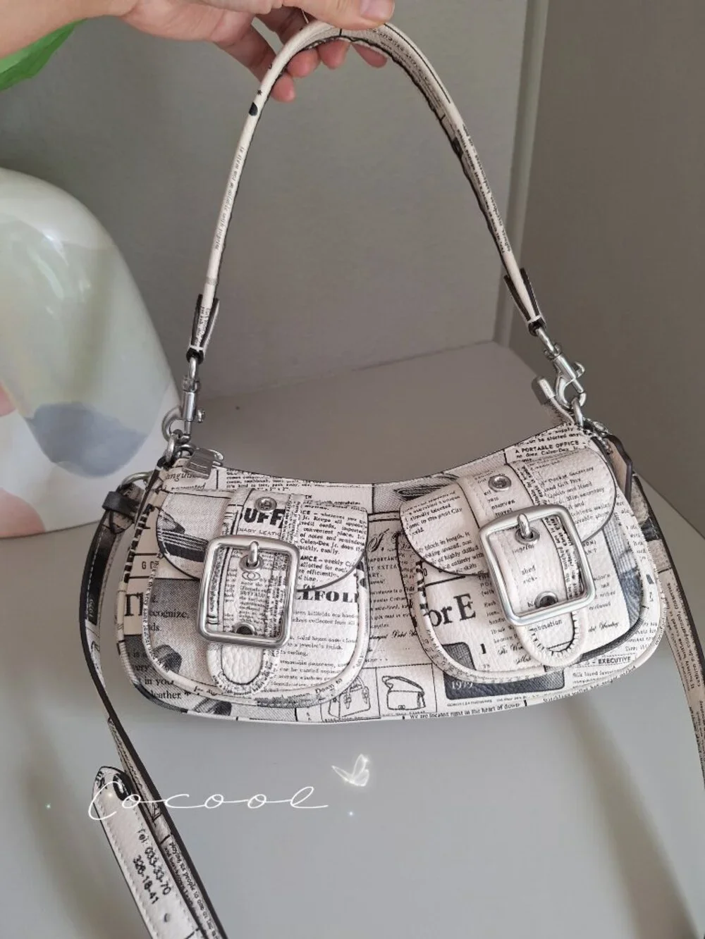 NWT Coach Ashton Shoulder Bag With Newspaper Print CDC12